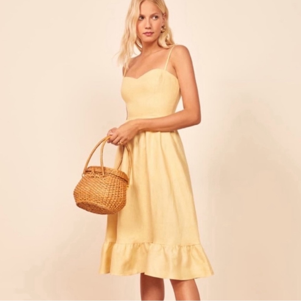 REFORMATION Eileen yellow linen dress